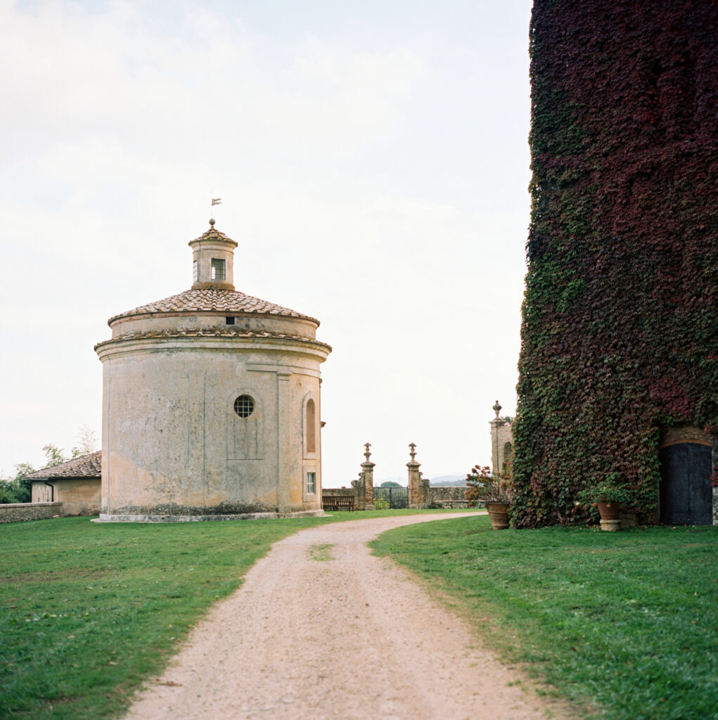 Another viewpoint of the chapel at Castello di Celsa 